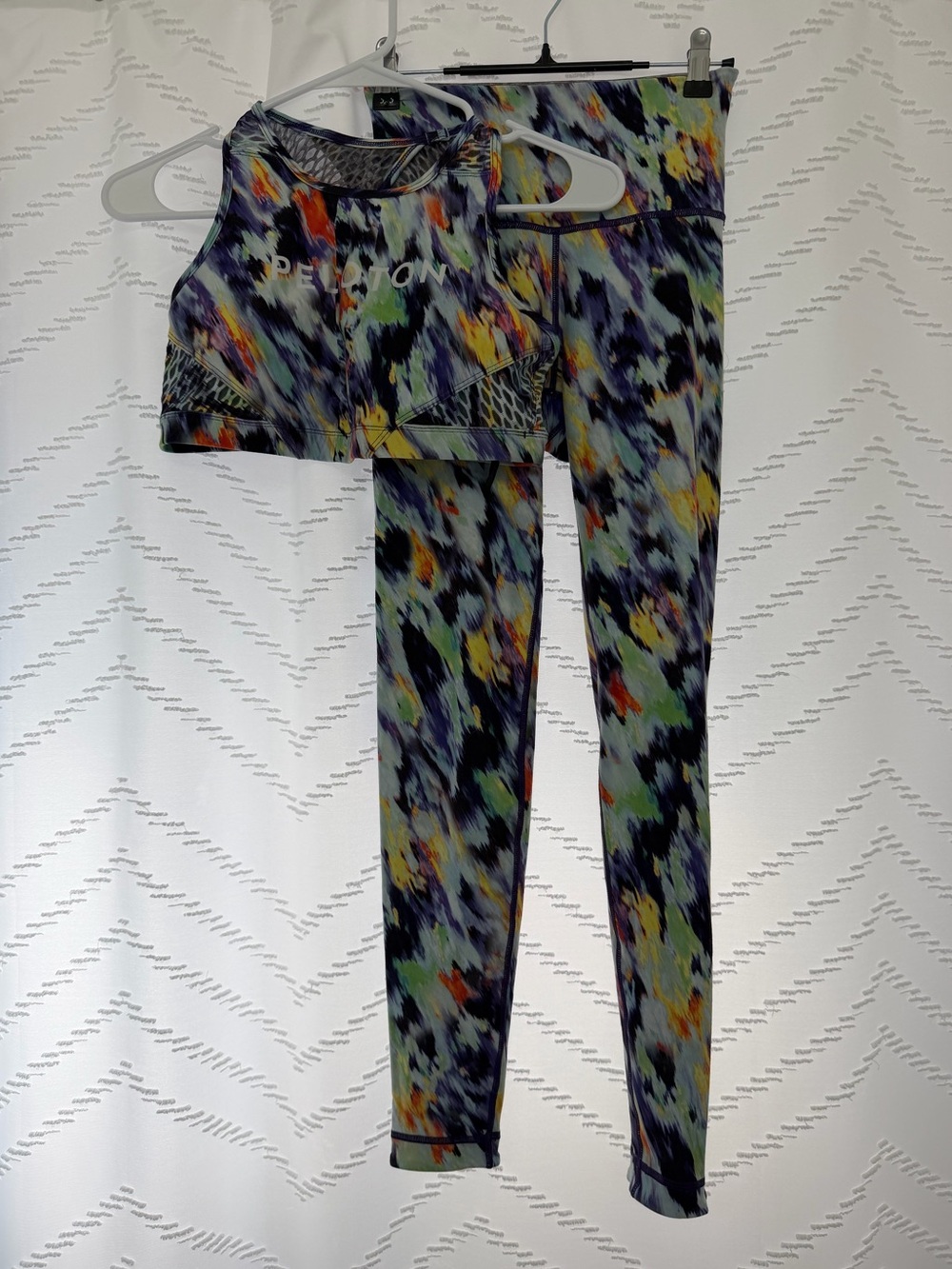 Peloton Multicolor Abstract Leggings and Bra Set